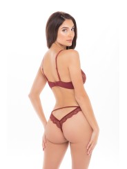 Soutien-gorge à armatures et string dentelle ouvert en V sur l'arrière de la collection René Rofé Sexy