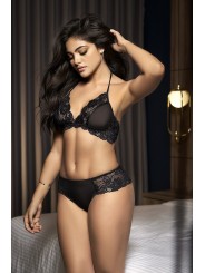 Nuisette dentelle ou soutien-gorge et shorty résille noire de la collection Mapalé