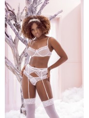 Soutien-gorge blanc avec string et porte-jarretelles assortis de la collection Mapale.