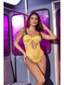 Body en dentelle jaune avec dos nu de la collection mapalé, vente pour les professionnels.