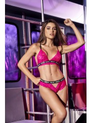 soutien-gorge dentelle rose fluo avec shorty en dentelle de la collection mapalé.