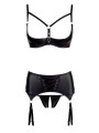 Soutien-gorge demi seins, porte-jarretelles et string ouvert de la collection Cottelli.