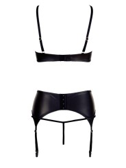 Soutien-gorge demi seins, porte-jarretelles et string ouvert de la collection Cottelli.