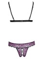 Ensemble soutien-gorge et culotte ouverte en dentelle noire et rose de la collection Cottelli.