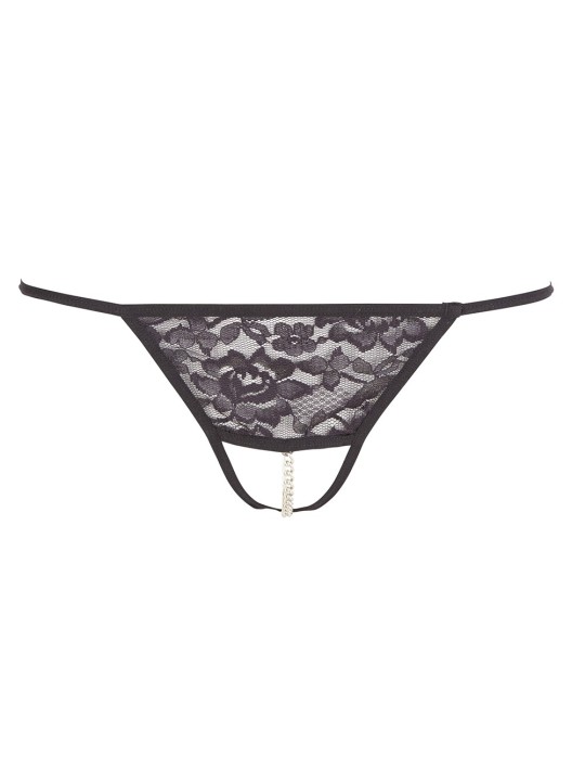 string dentelle noire ouvert à l'entrejambe de la collection Cottelli lingerie sexy.