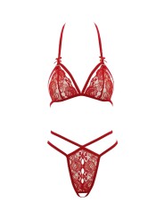 soutien-gorge en dentelle rouge et son string ouvert de la collection Cottelli.