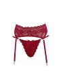 Porte-jarretelles en dentelle florale rouge avec son string rouge sexy de la collection Cottelli lingerie sexy.