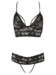 soutien-gorge en dentelle noire et string ouvert de la cottelli, vente en dropshipping.