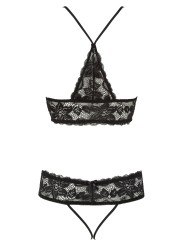 soutien-gorge en dentelle noire et string ouvert de la cottelli, vente en dropshipping.