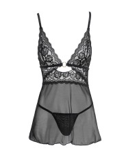 nuisette sexy en dentelle et résille transparente avec string assorti e la collection Cottelli.