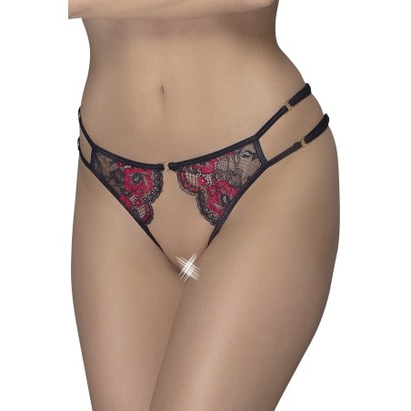 slip en dentelle florale ouvert à l'entrejambe de chez votre distributeur Cottelli lingerie sexy.