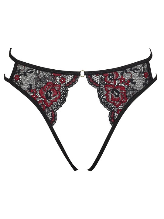 slip en dentelle florale ouvert à l'entrejambe de chez votre distributeur Cottelli lingerie sexy.