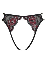 slip en dentelle florale ouvert à l'entrejambe de chez votre distributeur Cottelli lingerie sexy.