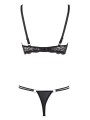 Soutien-gorge avec armatures demi seins et son string dentelle noire assortie de la collection cottelli