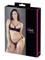 Soutien-gorge avec armatures demi seins et son string dentelle noire assortie de la collection cottelli