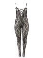 Bodystocking avec pieds en dentelle noire avec bandes croisées sur la poitrine de la collection Cottelli.