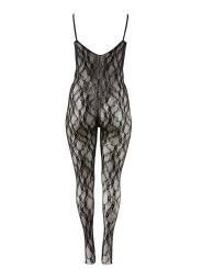 Bodystocking avec pieds en dentelle noire avec bandes croisées sur la poitrine de la collection Cottelli.